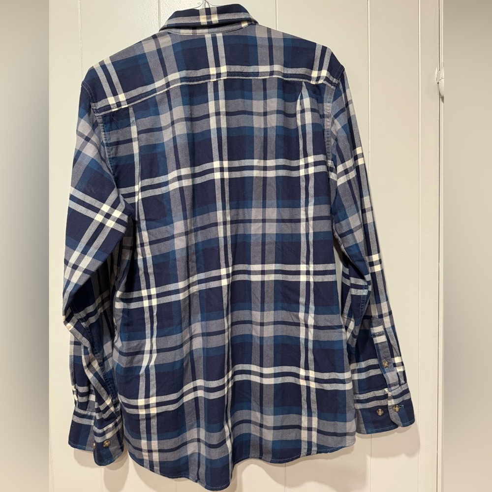 Eddie Bauer Men's Large Blue White Plaid Flannel Shirt Lightweight, Long Sleeve - Picture 4 of 7